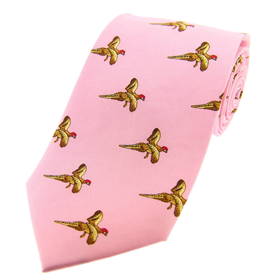 Soprano Flying Pheasant Silk Tie- Pastel Pink 